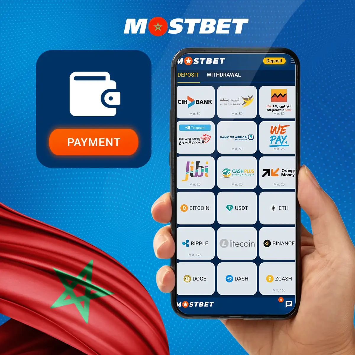 كل شيء عن الإيداع والسحب في Mostbet المغرب