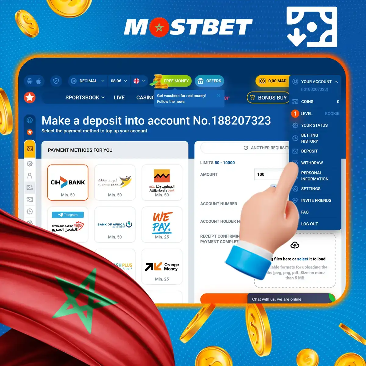 كيفية عرض سجل المعاملات على منصة Mostbet