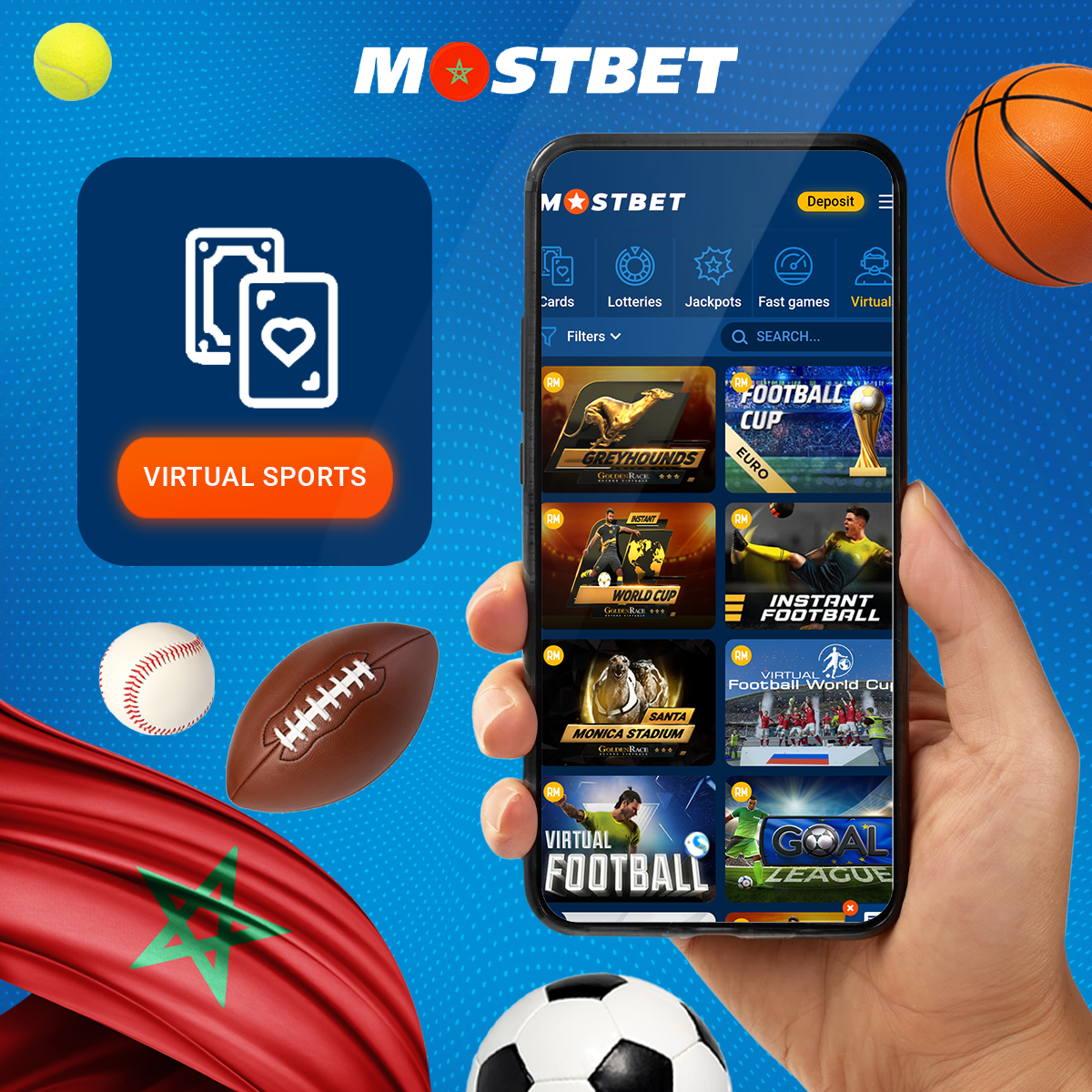 مجموعة كبيرة من الألعاب الرياضية الافتراضية في كازينو Mostbet المغرب عبر الإنترنت