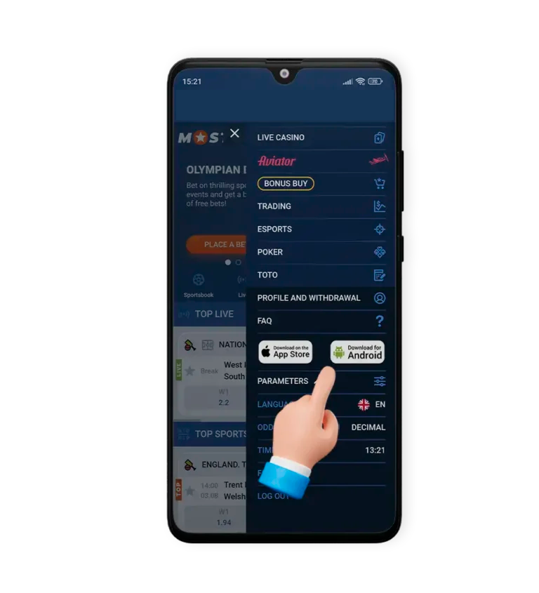 افتح القائمة الجانبية وحدد تنزيل لنظام Android، الخطوة 4